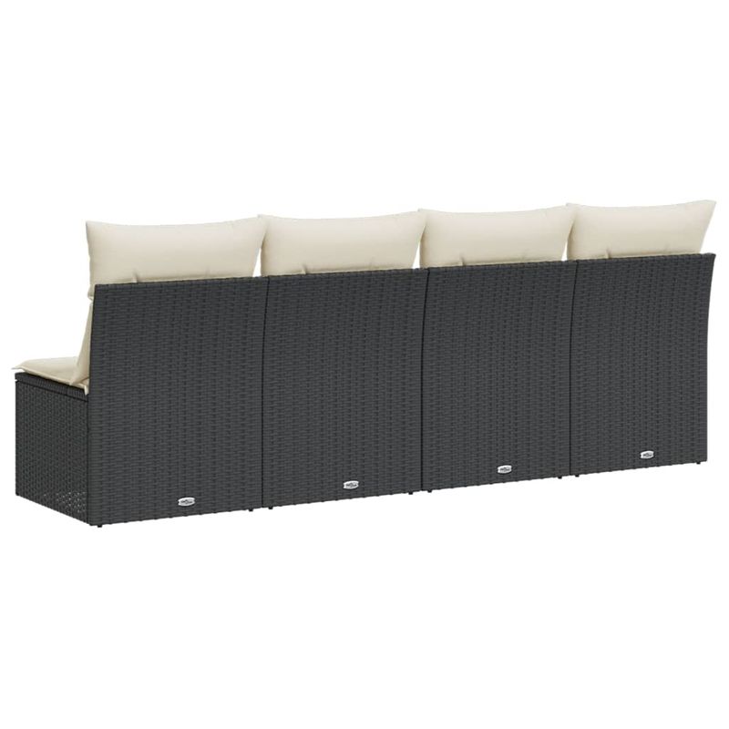 Casa si Gradina - Gradina si terasa - Mobilier exterior - Canapele si fotolii gradina - Canapea de gradina cu perne, 4 locuri, negru și crem, poliratan - Infinity.ro