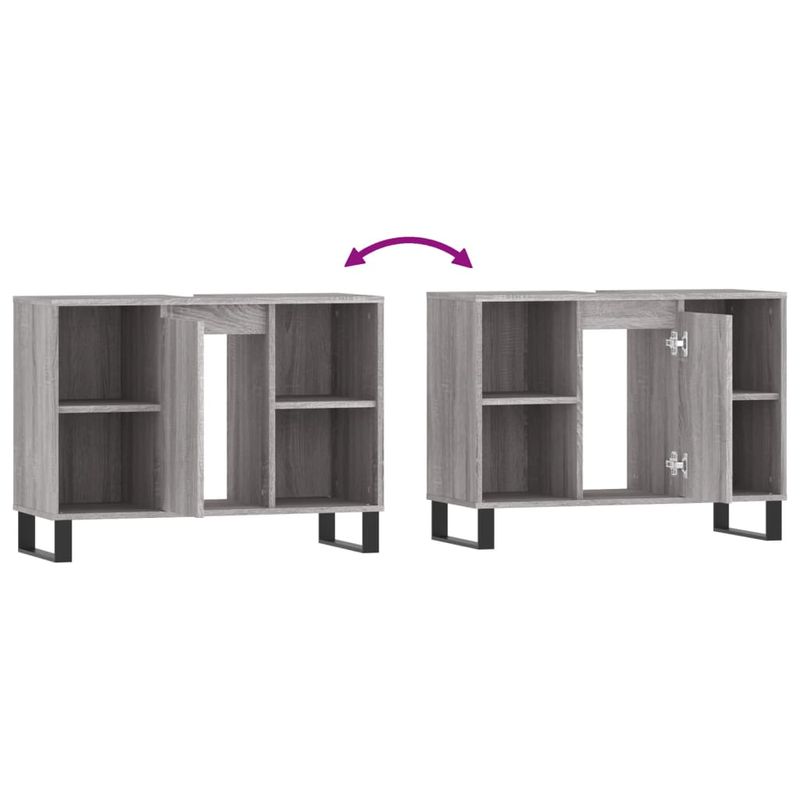 Casa si Gradina - Mobilier - Mobilier baie - Comode baie - Comoda pentru baie, gri sonoma, 80x33x60 cm, lemn compozit - Infinity.ro