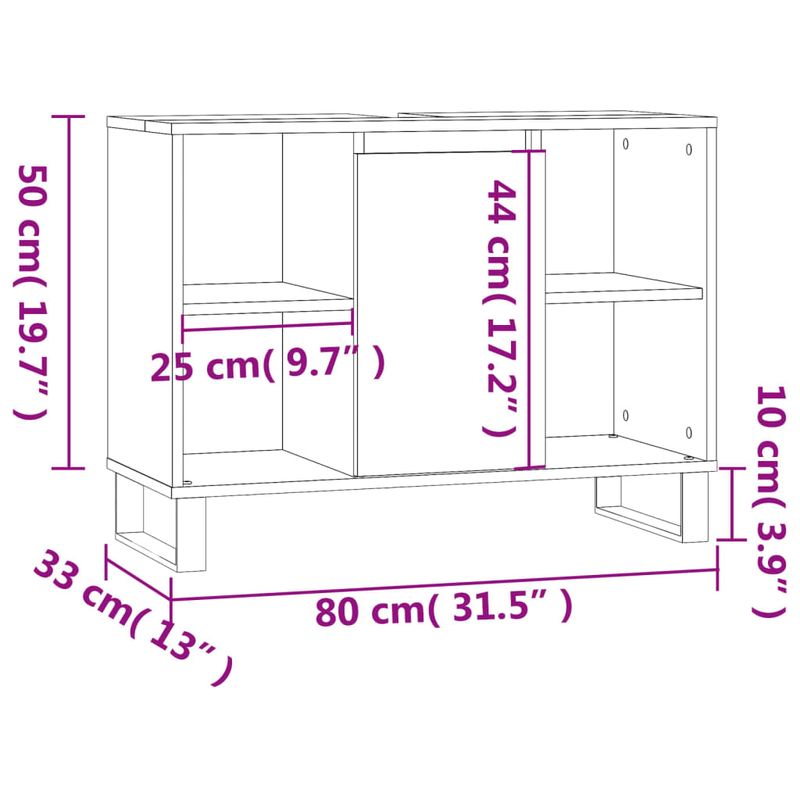 Casa si Gradina - Mobilier - Mobilier baie - Comode baie - Comoda pentru baie, gri sonoma, 80x33x60 cm, lemn compozit - Infinity.ro