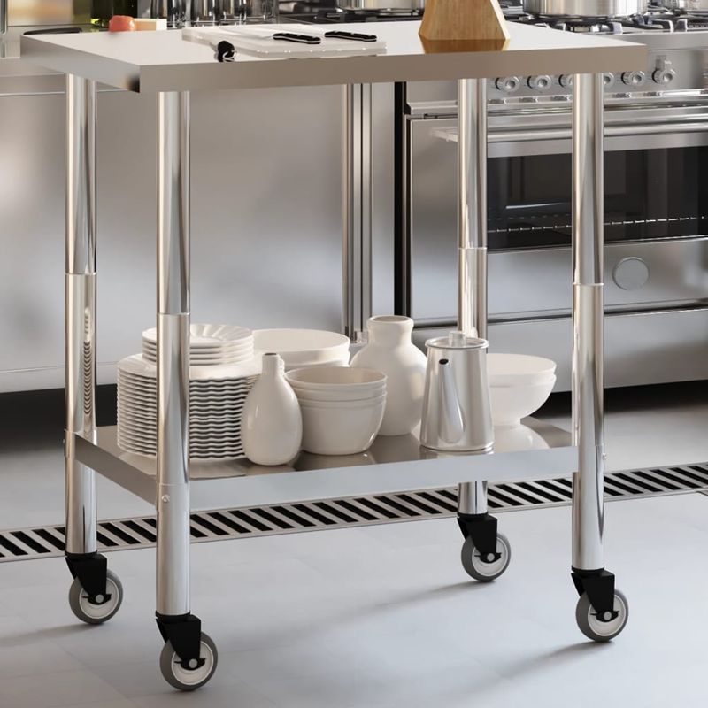 Casa si Gradina - Mobilier - Comode si corpuri - Corpuri bucatarie - Masa de lucru bucatarie cu roti, 82,5x55x85 cm, otel inoxidabil - Infinity.ro