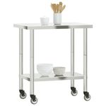 Casa si Gradina - Mobilier - Comode si corpuri - Corpuri bucatarie - Masa de lucru bucatarie cu roti, 82,5x55x85 cm, otel inoxidabil - Infinity.ro