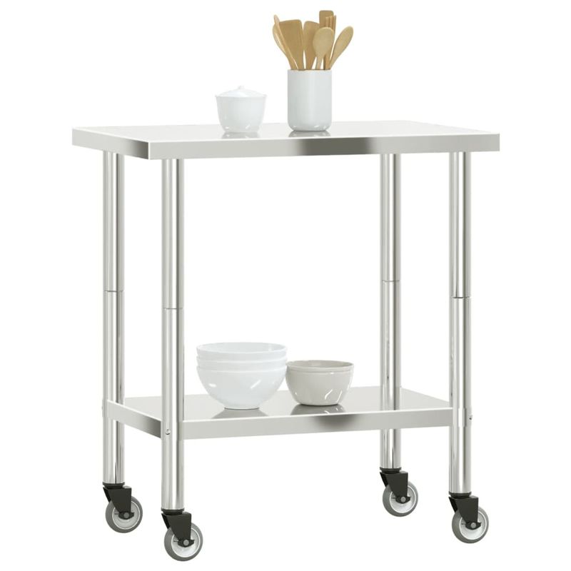 Casa si Gradina - Mobilier - Comode si corpuri - Corpuri bucatarie - Masa de lucru bucatarie cu roti, 82,5x55x85 cm, otel inoxidabil - Infinity.ro