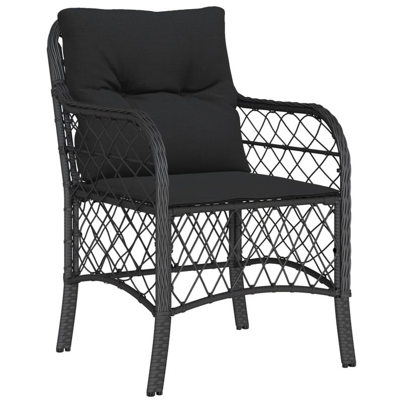 Casa si Gradina - Gradina si terasa - Mobilier exterior - Seturi mobila gradina - Set bistro cu perne, 3 piese, negru, poliratan - Infinity.ro