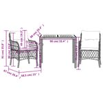 Casa si Gradina - Gradina si terasa - Mobilier exterior - Seturi mobila gradina - Set bistro cu perne, 3 piese, negru, poliratan - Infinity.ro
