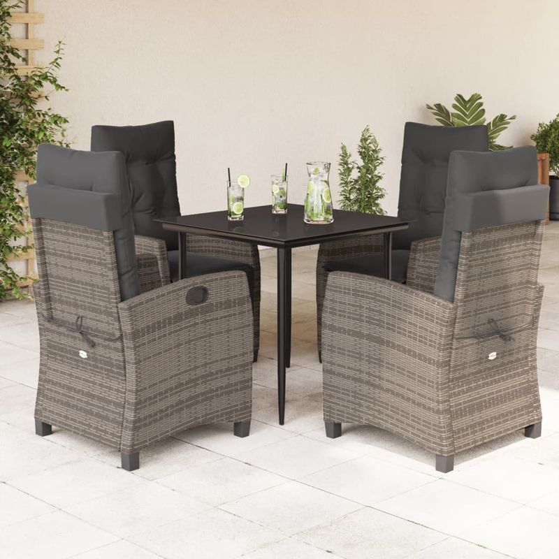 Casa si Gradina - Gradina si terasa - Mobilier exterior - Seturi mobila gradina - Set mobilier de gradina cu perne, 5 piese, gri, poliratan - Infinity.ro