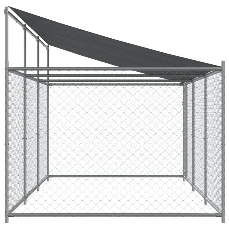 Petshop - Accesorii petshop - Culcusuri si custi - Custi interior si exterior - Cusca caini cu acoperis și usi, 6x2x2 m, otel galvanizat, model 1 ușă - Infinity.ro