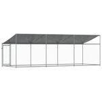 Petshop - Accesorii petshop - Culcusuri si custi - Custi interior si exterior - Cusca caini cu acoperis și usi, 6x2x2 m, otel galvanizat, model 1 ușă - Infinity.ro