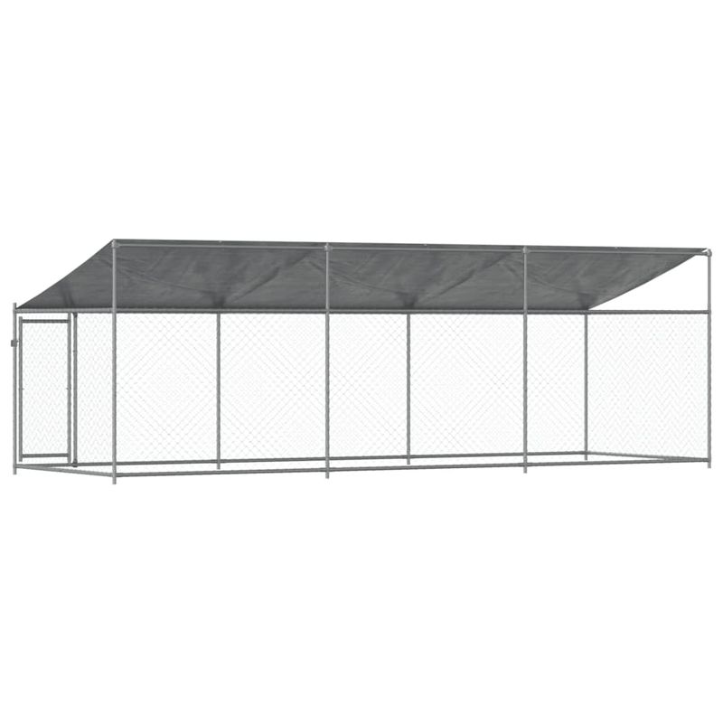 Petshop - Accesorii petshop - Culcusuri si custi - Custi interior si exterior - Cusca caini cu acoperis și usi, 6x2x2 m, otel galvanizat, model 1 ușă - Infinity.ro