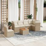 Casa si Gradina - Gradina si terasa - Mobilier exterior - Seturi mobila gradina - Set canapele de gradina, 7 piese, cu perne, bej, poliratan - Infinity.ro