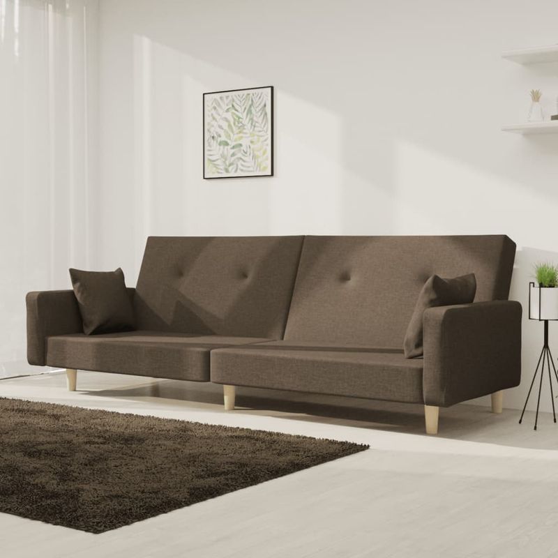 Casa si Gradina - Mobilier - Canapele si coltare - Canapele - Canapea extensibila cu 2 locuri, 2 perne, gri taupe, textil - Infinity.ro