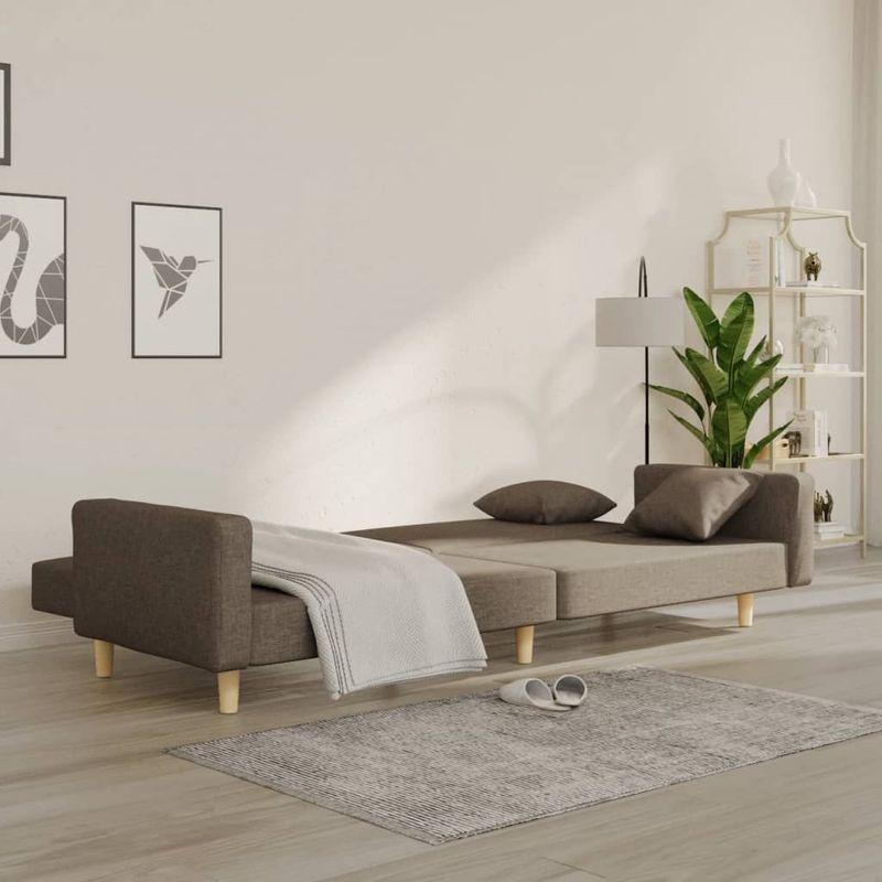 Casa si Gradina - Mobilier - Canapele si coltare - Canapele - Canapea extensibila cu 2 locuri, 2 perne, gri taupe, textil - Infinity.ro