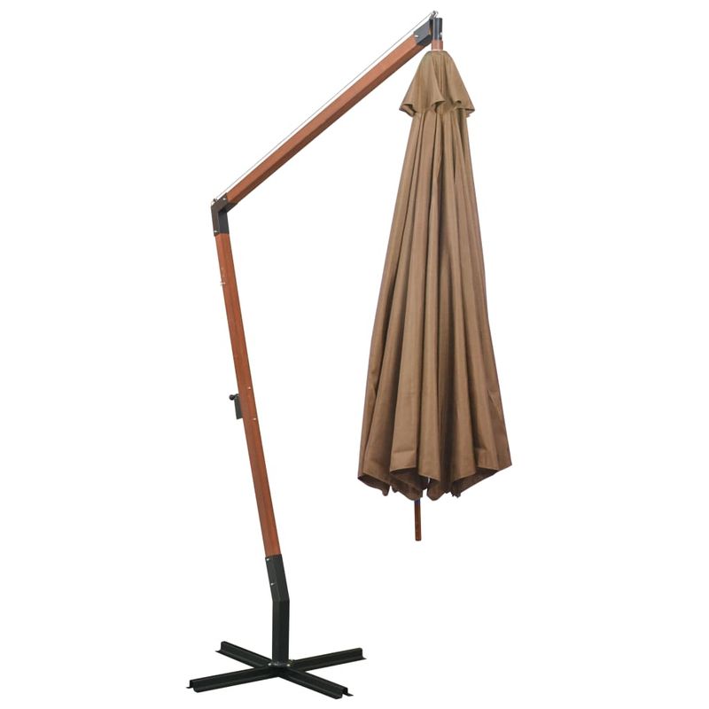 Casa si Gradina - Gradina si terasa - Umbrele si pavilioane - Umbrele - Umbrela suspendata cu stalp, gri taupe, 3,5x2,9 m, lemn brad - Infinity.ro