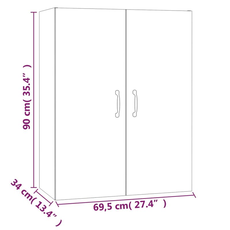 Casa si Gradina - Mobilier - Dulapuri si sifoniere - Dulapuri - Dulap suspendat, stejar sonoma, 69,5x34x90 cm, lemn prelucrat - Infinity.ro