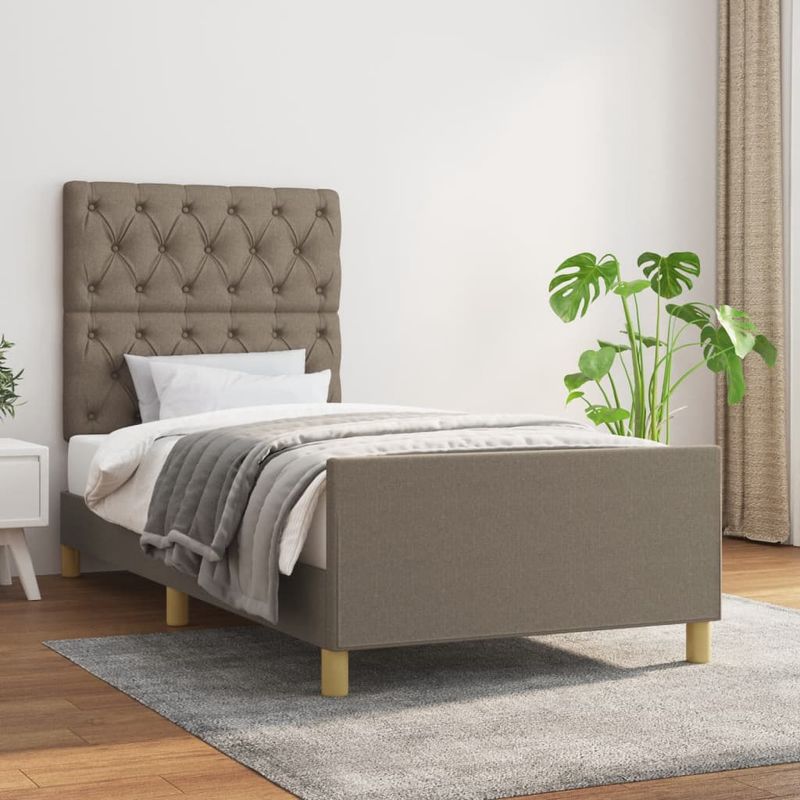 Casa si Gradina - Mobilier - Paturi si accesorii - Paturi - Cadru de pat cu tablie, gri taupe, 80x200 cm, textil - Infinity.ro