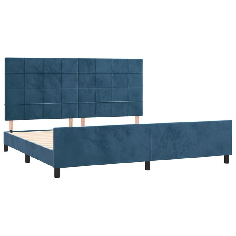 Casa si Gradina - Mobilier - Paturi si accesorii - Paturi - Cadru de pat cu tablie, albastru inchis, 200x200 cm, catifea - Infinity.ro