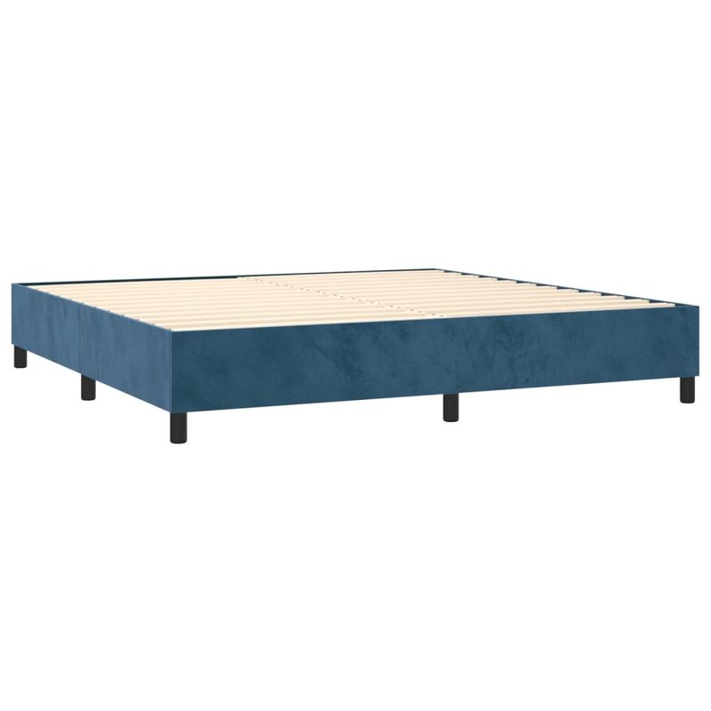 Casa si Gradina - Mobilier - Paturi si accesorii - Paturi - Pat box spring cu saltea, albastru inchis, 200x200 cm, catifea - Infinity.ro