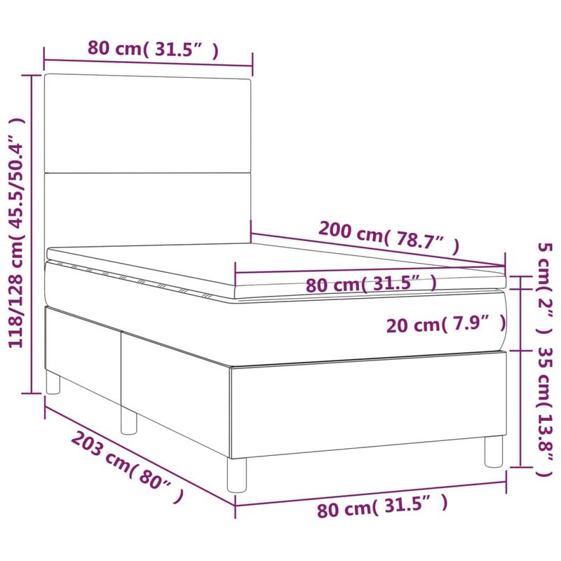 Casa si Gradina - Mobilier - Paturi si accesorii - Paturi - Pat box spring cu saltea, crem, 80x200 cm, textil - Infinity.ro
