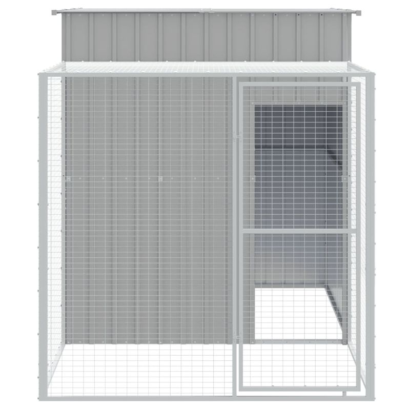 Petshop - Accesorii petshop - Culcusuri si custi - Custi interior si exterior - Cotet pui cu incinta gri deschis 165x251x181 cm otel galvanizat - Infinity.ro