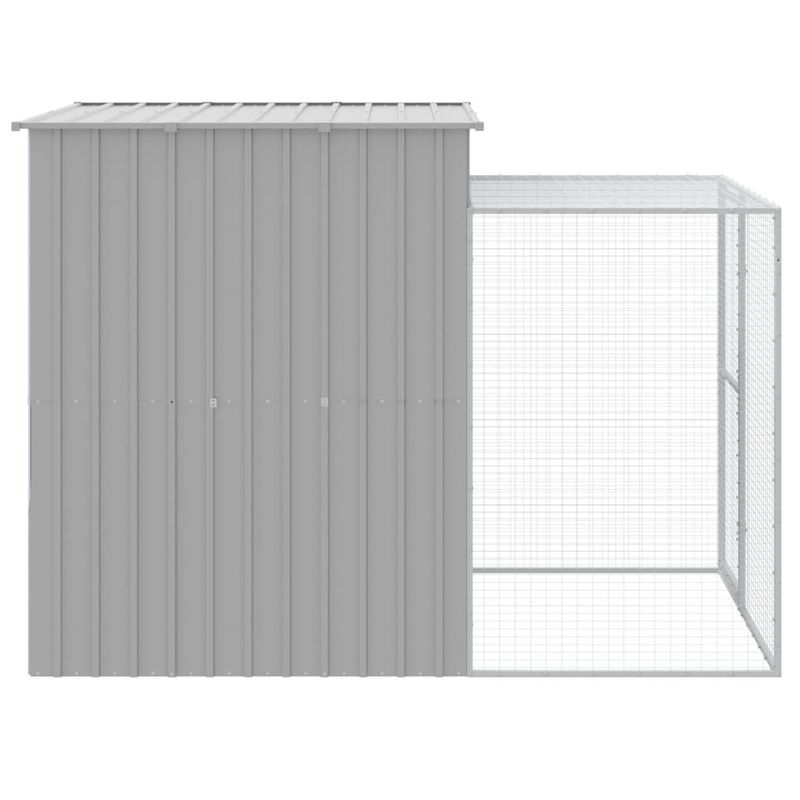 Petshop - Accesorii petshop - Culcusuri si custi - Custi interior si exterior - Cotet pui cu incinta gri deschis 165x251x181 cm otel galvanizat - Infinity.ro