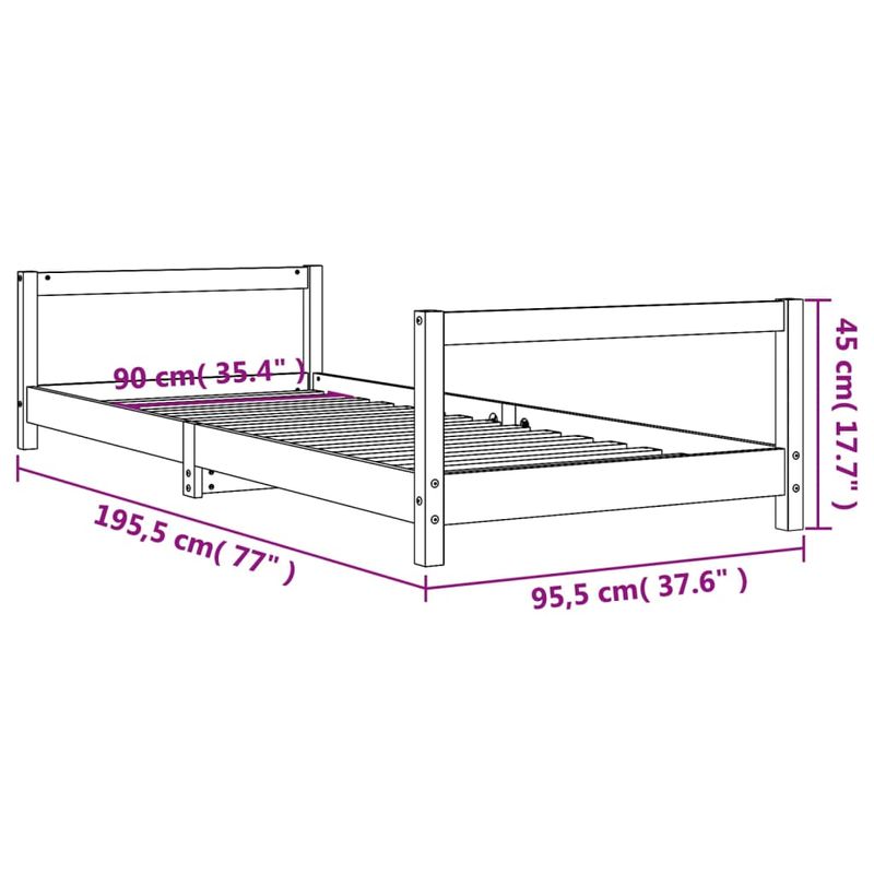 Casa si Gradina - Mobilier - Mobilier copii - Patuturi copii - Cadru de pat pentru copii, negru, 90x190 cm, lemn masiv de pin - Infinity.ro