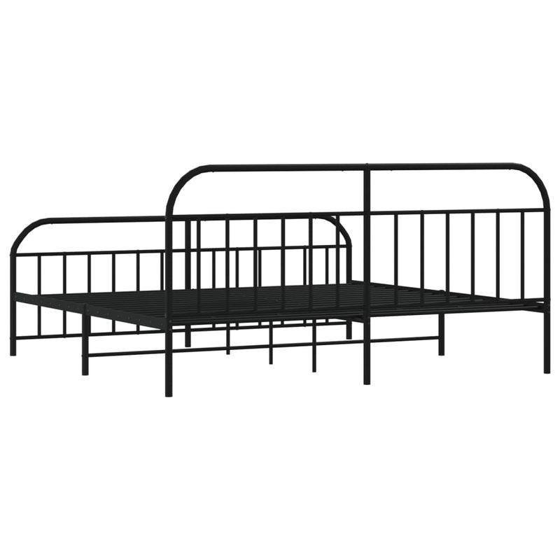 Casa si Gradina - Mobilier - Paturi si accesorii - Paturi - Cadru pat metalic cu tablii de cap/picioare, negru, 193x203 cm - Infinity.ro