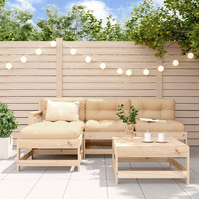 Casa si Gradina - Gradina si terasa - Mobilier exterior - Seturi mobila gradina - Set mobilier relaxare de gradina 5 piese lemn masiv de pin - Infinity.ro