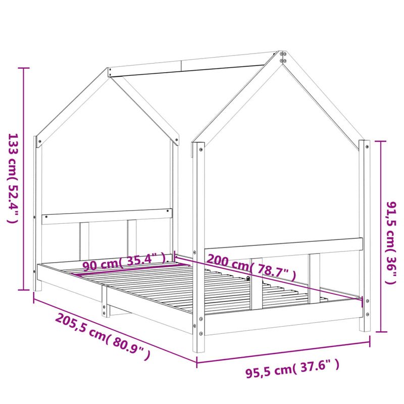 Casa si Gradina - Mobilier - Mobilier copii - Patuturi copii - Cadru de pat pentru copii, alb, 90x200 cm, lemn masiv de pin - Infinity.ro