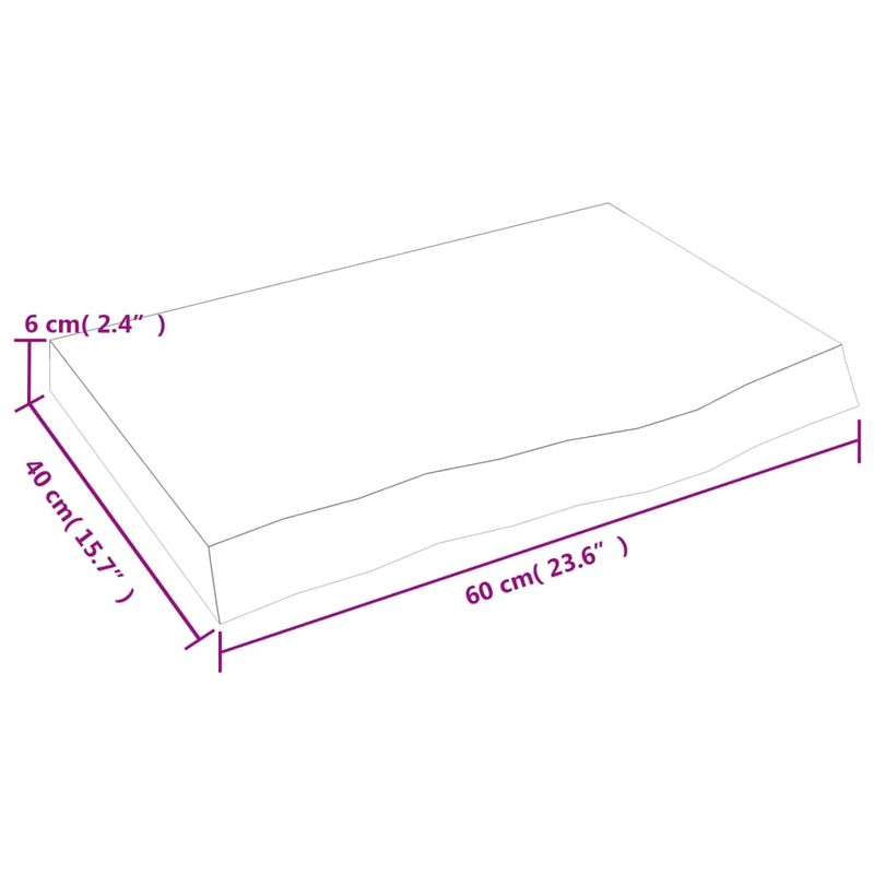 Casa si Gradina - Mobilier - Feronerie si accesorii mobila - Blat de masa, 60x40x(2-6) cm, lemn masiv de stejar netratat - Infinity.ro