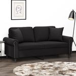 Casa si Gradina - Mobilier - Canapele si coltare - Canapele - Canapea cu 2 locuri cu pernute, negru, 140 cm, catifea - Infinity.ro