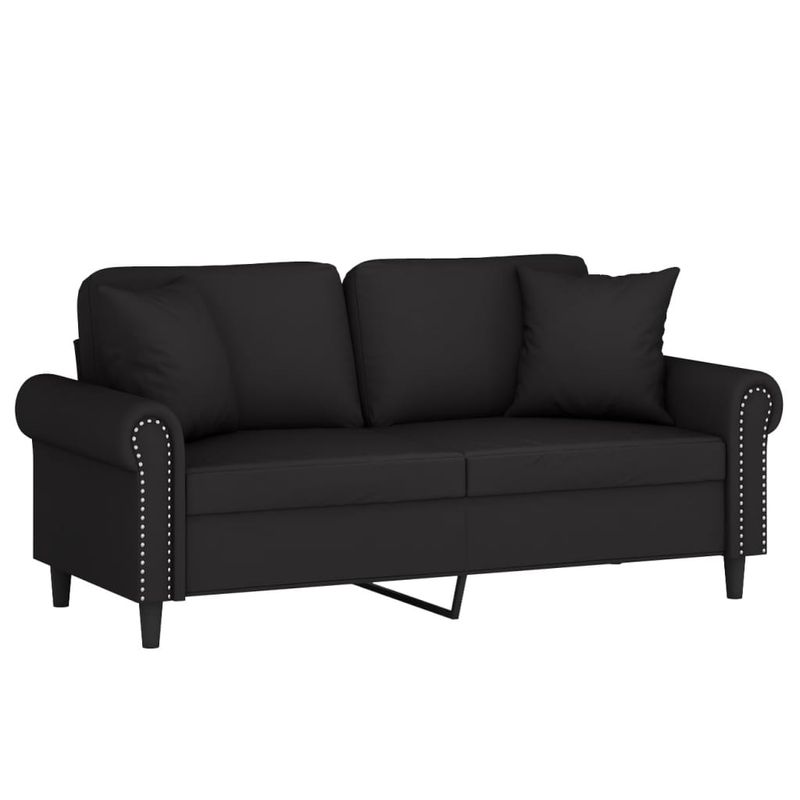 Casa si Gradina - Mobilier - Canapele si coltare - Canapele - Canapea cu 2 locuri cu pernute, negru, 140 cm, catifea - Infinity.ro