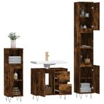 Casa si Gradina - Mobilier - Seturi de mobilier - Seturi baie - Set mobilier de baie, 3 piese, stejar fumuriu, lemn prelucrat - Infinity.ro