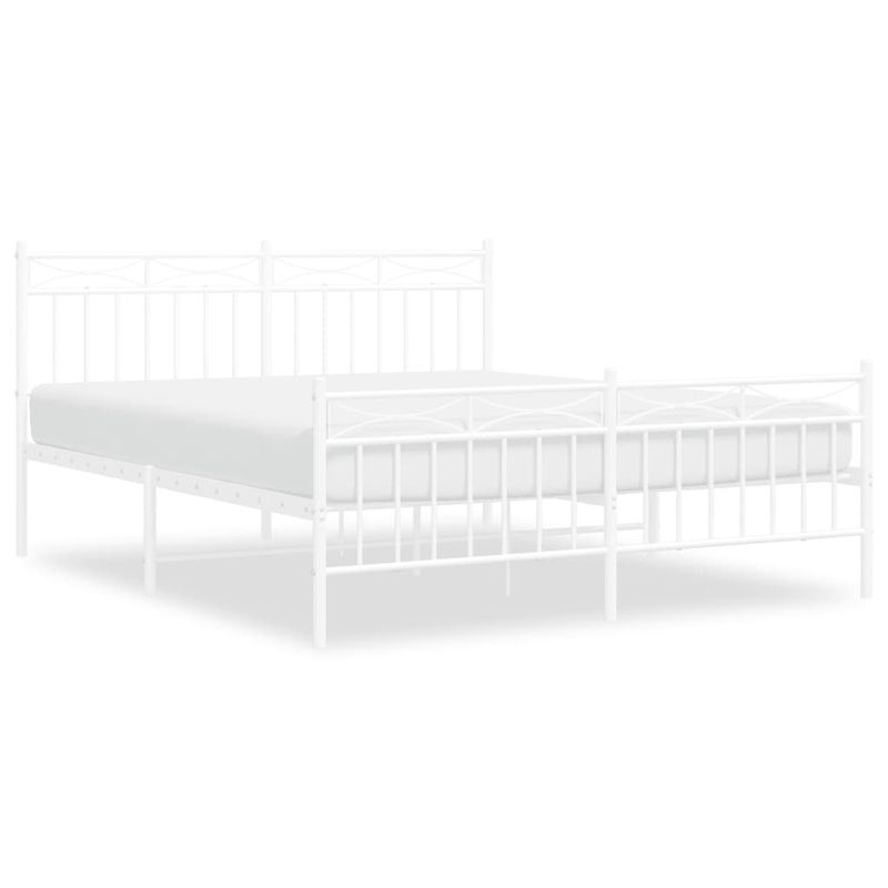 Casa si Gradina - Mobilier - Paturi si accesorii - Paturi - Cadru de pat metalic cu tablie, alb, 150x200 cm - Infinity.ro