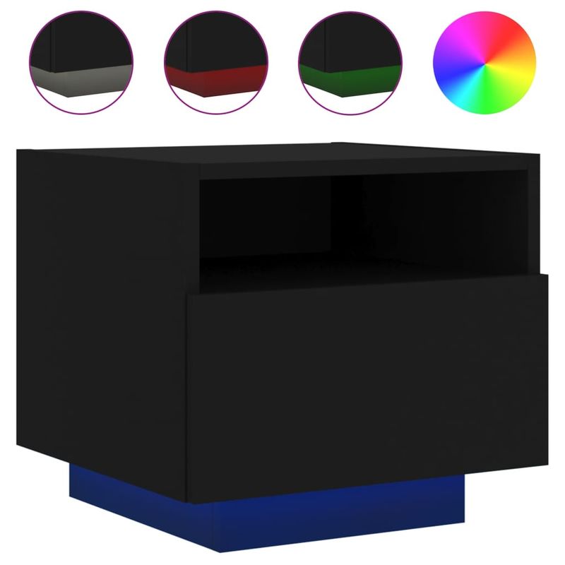 Casa si Gradina - Mobilier - Comode si corpuri - Noptiere - Noptiere cu lumini LED, 2 buc., negru, 40x39x37 cm - Infinity.ro