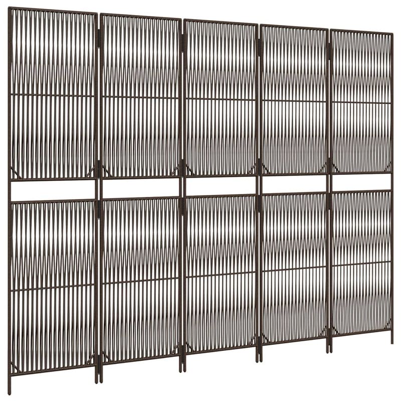 Casa si Gradina - Decoratiuni - Pereti despartitori si paravane - Separator de camera cu 5 panouri, maro, poliratan, model țesătură cu linii, mărime 245x180 cm - Infinity.ro