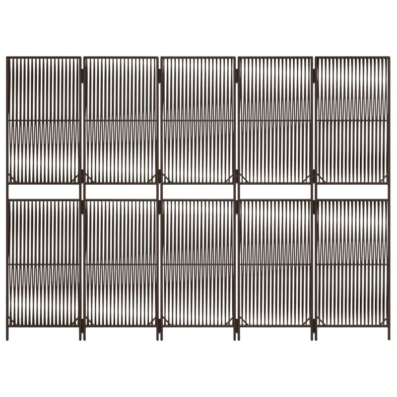 Casa si Gradina - Decoratiuni - Pereti despartitori si paravane - Separator de camera cu 5 panouri, maro, poliratan, model țesătură cu linii, mărime 245x180 cm - Infinity.ro