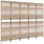 Casa si Gradina - Decoratiuni - Pereti despartitori si paravane - Separator de camera cu 5 panouri, bej, poliratan, model țesătură cu linii, mărime 245x180 cm - Infinity.ro