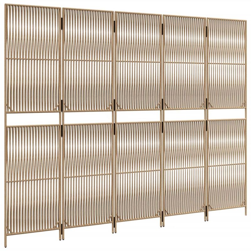 Casa si Gradina - Decoratiuni - Pereti despartitori si paravane - Separator de camera cu 5 panouri, bej, poliratan, model țesătură cu linii, mărime 245x180 cm - Infinity.ro