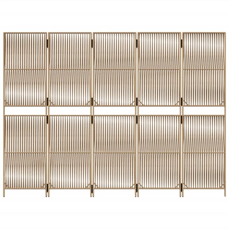 Casa si Gradina - Decoratiuni - Pereti despartitori si paravane - Separator de camera cu 5 panouri, bej, poliratan, model țesătură cu linii, mărime 245x180 cm - Infinity.ro