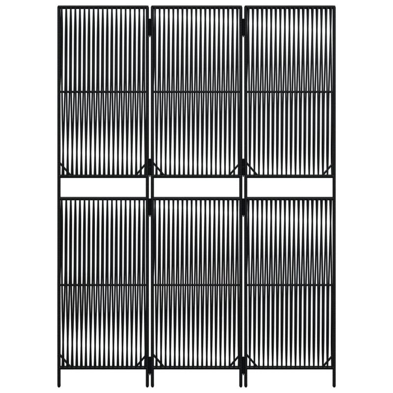 Casa si Gradina - Decoratiuni - Pereti despartitori si paravane - Separator de camera cu 3 panouri, negru, poliratan, model țesătură cu linii, mărime 147x200 cm - Infinity.ro