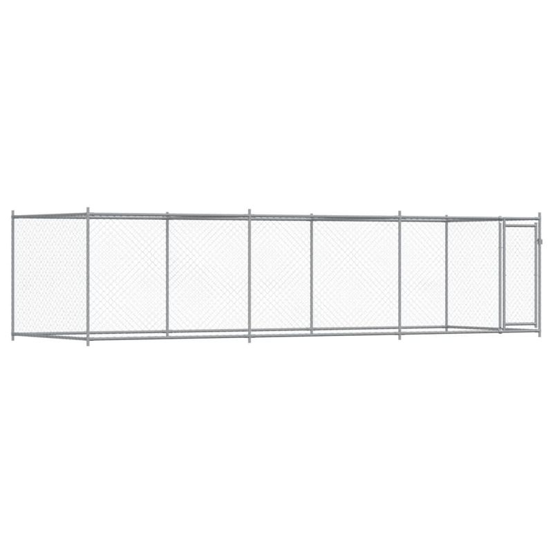 Petshop - Accesorii petshop - Culcusuri si custi - Custi interior si exterior - Cusca pentru caini cu usa, gri, 6x2x1,5 m, otel galvanizat - Infinity.ro