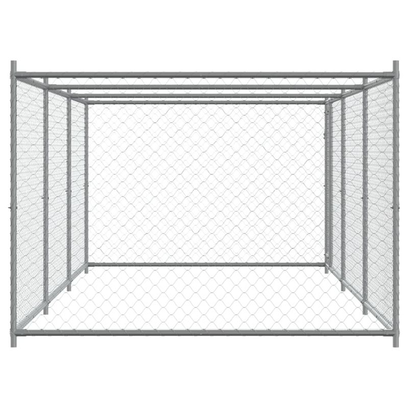 Petshop - Accesorii petshop - Culcusuri si custi - Custi interior si exterior - Cusca pentru caini cu usa, gri, 6x2x1,5 m, otel galvanizat - Infinity.ro
