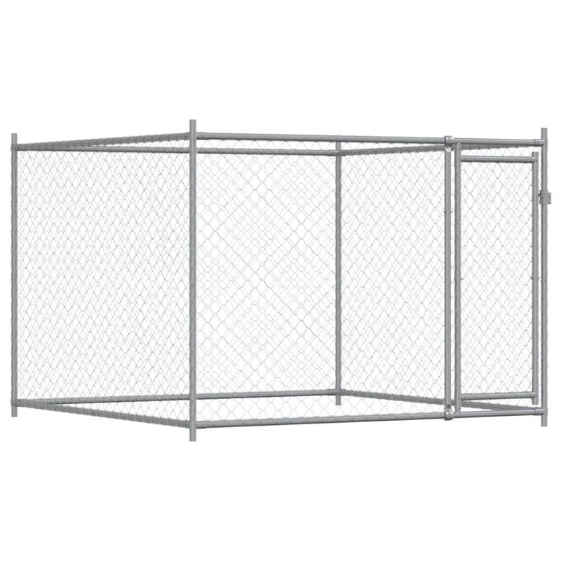Petshop - Accesorii petshop - Culcusuri si custi - Custi interior si exterior - Cusca pentru caini cu usa, gri, 6x2x1,5 m, otel galvanizat - Infinity.ro