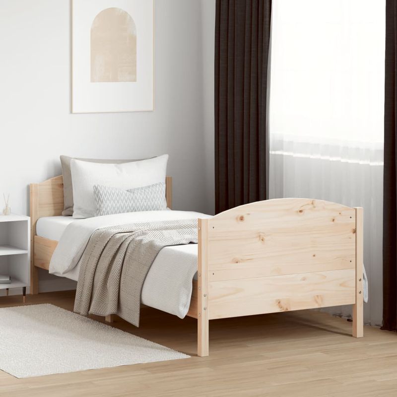 Casa si Gradina - Mobilier - Paturi si accesorii - Paturi - Cadru de pat cu tablie, 75x190 cm, lemn masiv de pin - Infinity.ro