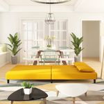 Casa si Gradina - Mobilier - Canapele si coltare - Canapele - Canapea extensibila cu 2 locuri, 2 perne, galben, catifea - Infinity.ro