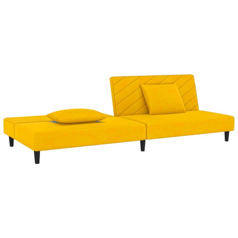 Casa si Gradina - Mobilier - Canapele si coltare - Canapele - Canapea extensibila cu 2 locuri, 2 perne, galben, catifea - Infinity.ro