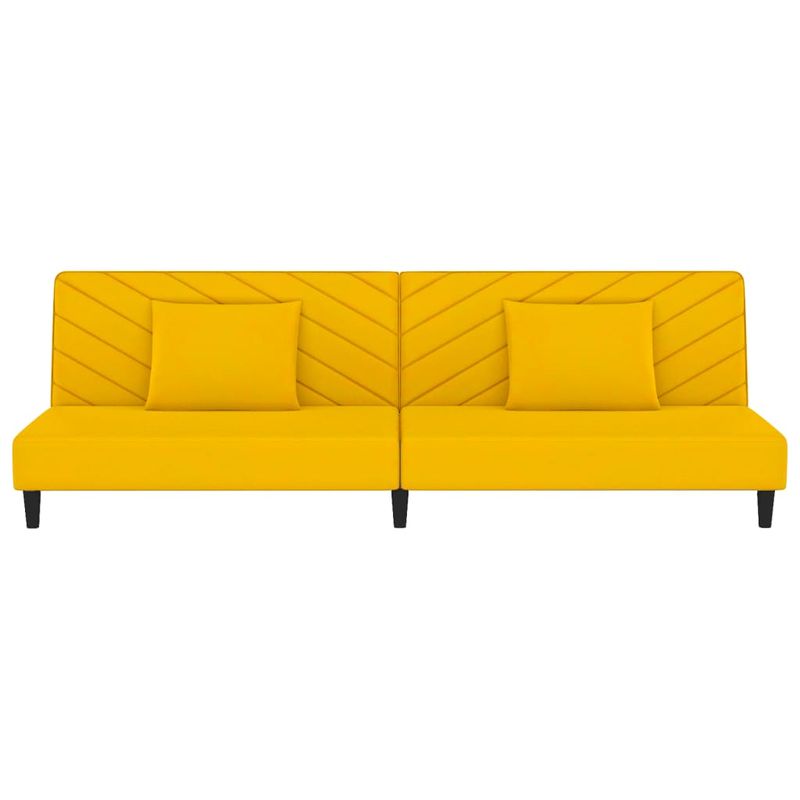Casa si Gradina - Mobilier - Canapele si coltare - Canapele - Canapea extensibila cu 2 locuri, 2 perne, galben, catifea - Infinity.ro