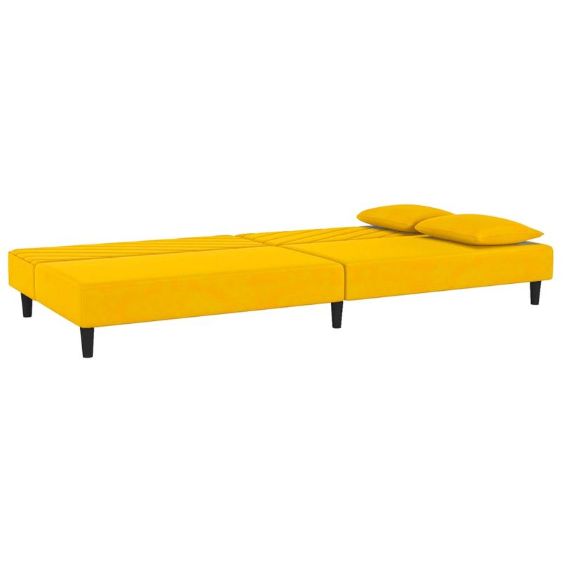 Casa si Gradina - Mobilier - Canapele si coltare - Canapele - Canapea extensibila cu 2 locuri, 2 perne, galben, catifea - Infinity.ro