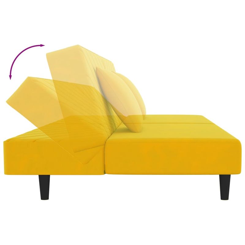 Casa si Gradina - Mobilier - Canapele si coltare - Canapele - Canapea extensibila cu 2 locuri, 2 perne, galben, catifea - Infinity.ro
