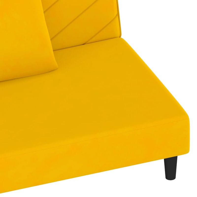 Casa si Gradina - Mobilier - Canapele si coltare - Canapele - Canapea extensibila cu 2 locuri, 2 perne, galben, catifea - Infinity.ro