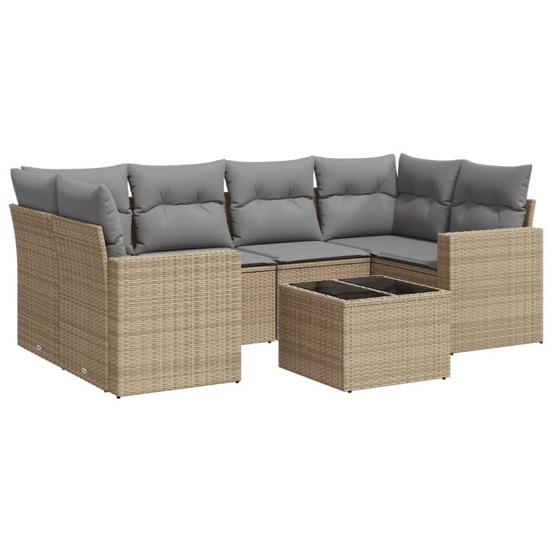 Casa si Gradina - Gradina si terasa - Mobilier exterior - Seturi mobila gradina - Set canapele de gradina, 7 piese, cu perne, bej, poliratan - Infinity.ro